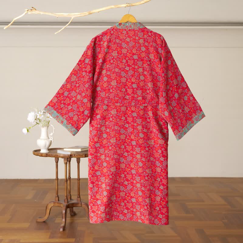 Kimono in cotone con motivo a rose romantiche - image 3
