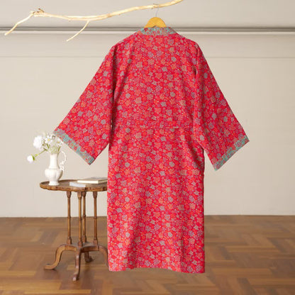 Kimono in cotone con motivo a rose romantiche - image 3