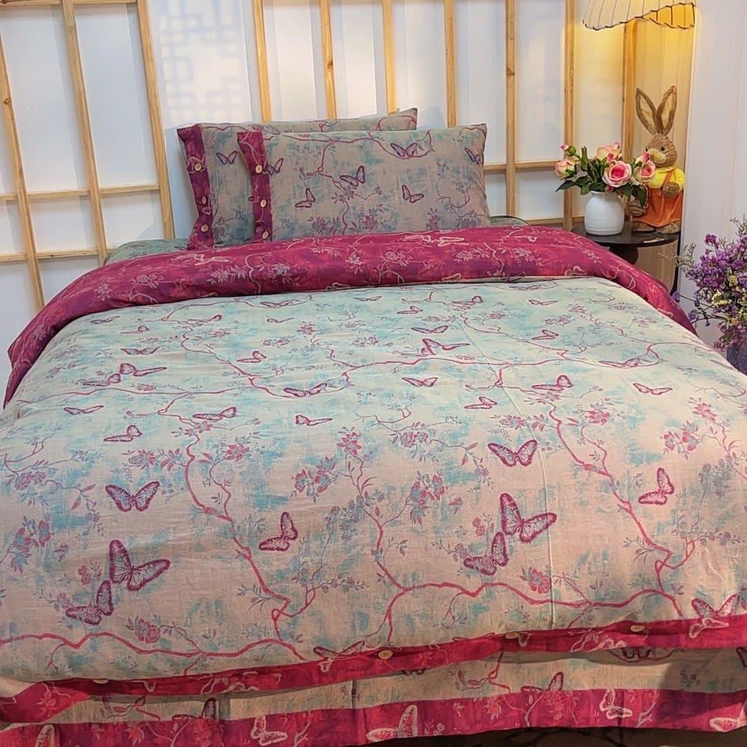 Set di biancheria da letto in garza di cotone Heritage Butterfly (4 pezzi) - image 1