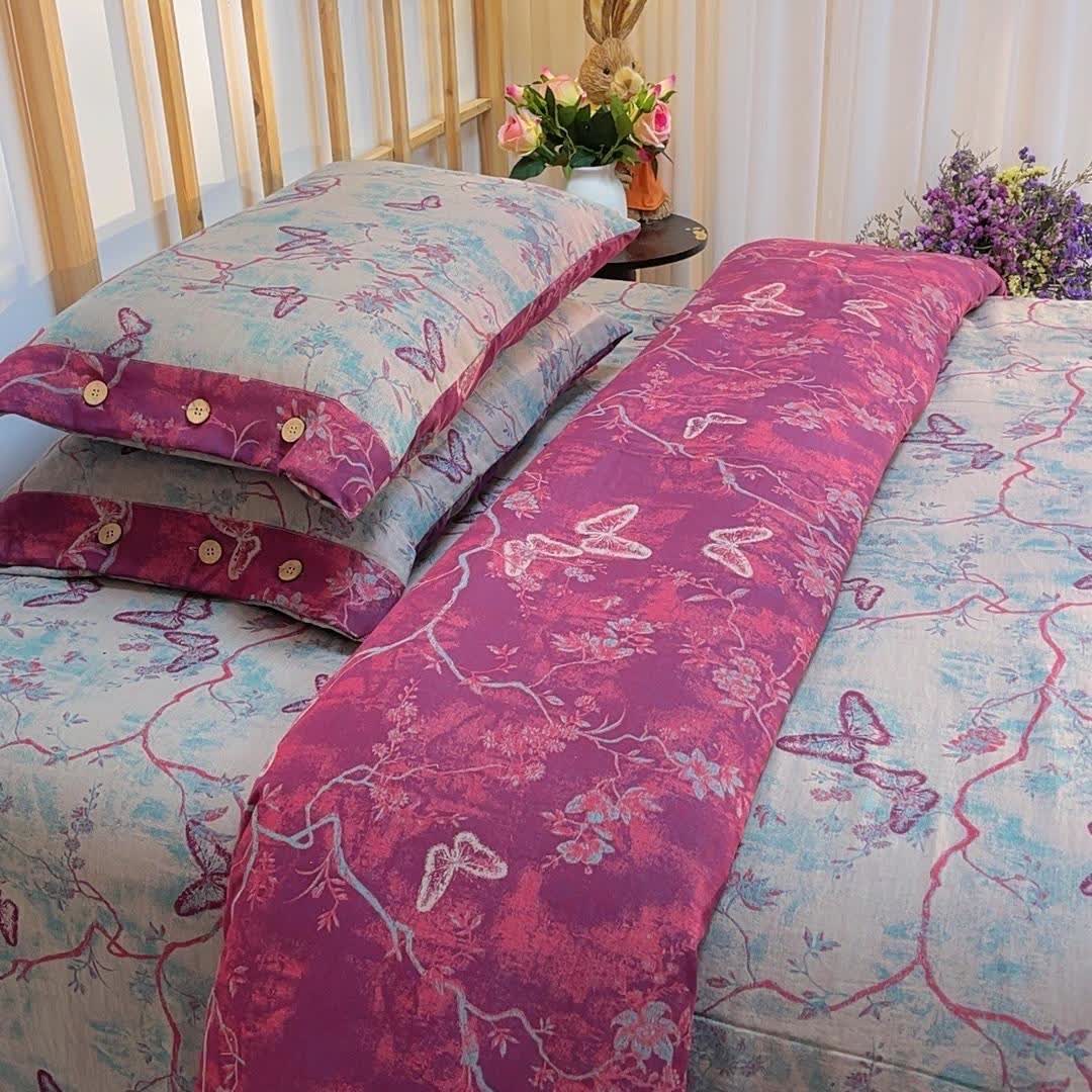 Set di biancheria da letto in garza di cotone Heritage Butterfly (4 pezzi) - Matrimoniale Grande - image 0