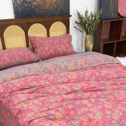 Set di biancheria da letto in garza di cotone con motivo floreale Country Gardenia (4 pezzi) - image 2