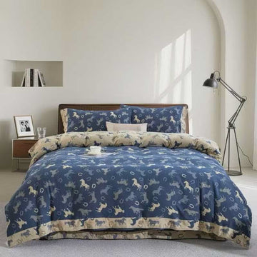 Set di biancheria da letto in garza di cotone Whimsical Pony (4 pezzi) - Matrimoniale Grande - image 0