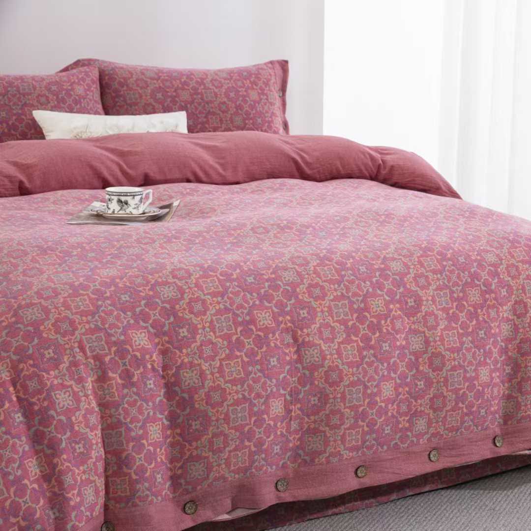 Set di biancheria da letto in garza di cotone con motivo vintage (4 pezzi) - image 2