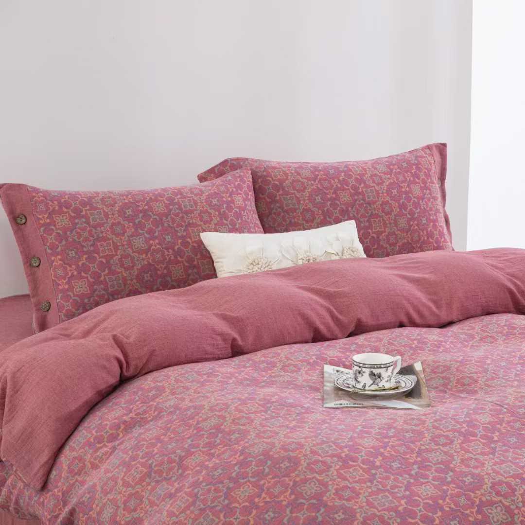 Set di biancheria da letto in garza di cotone con motivo vintage (4 pezzi) - image 1