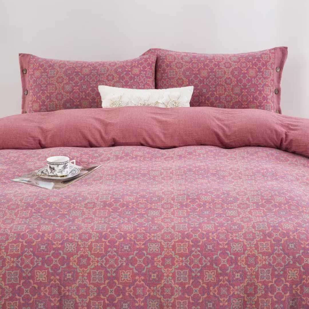 Set di biancheria da letto in garza di cotone con motivo vintage (4 pezzi) - image 3
