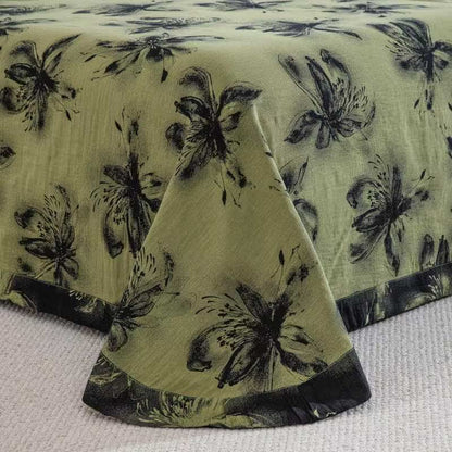 Set di biancheria da letto in cotone floreale in stile inchiostro orientale (4 pezzi) - image 5