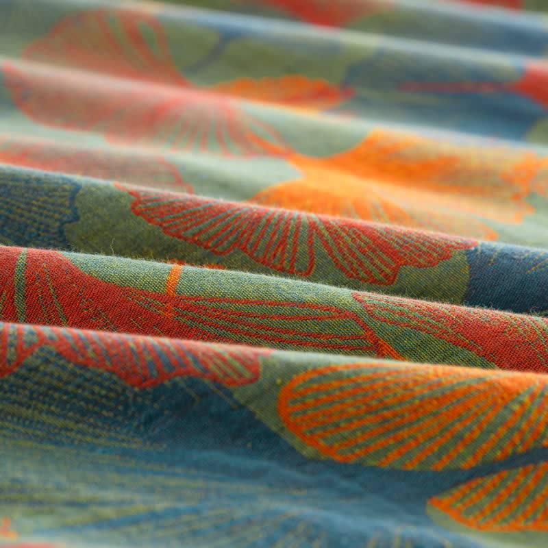Set di biancheria da letto in garza di cotone con foglie di ginkgo artistiche (4 pezzi) - image 7