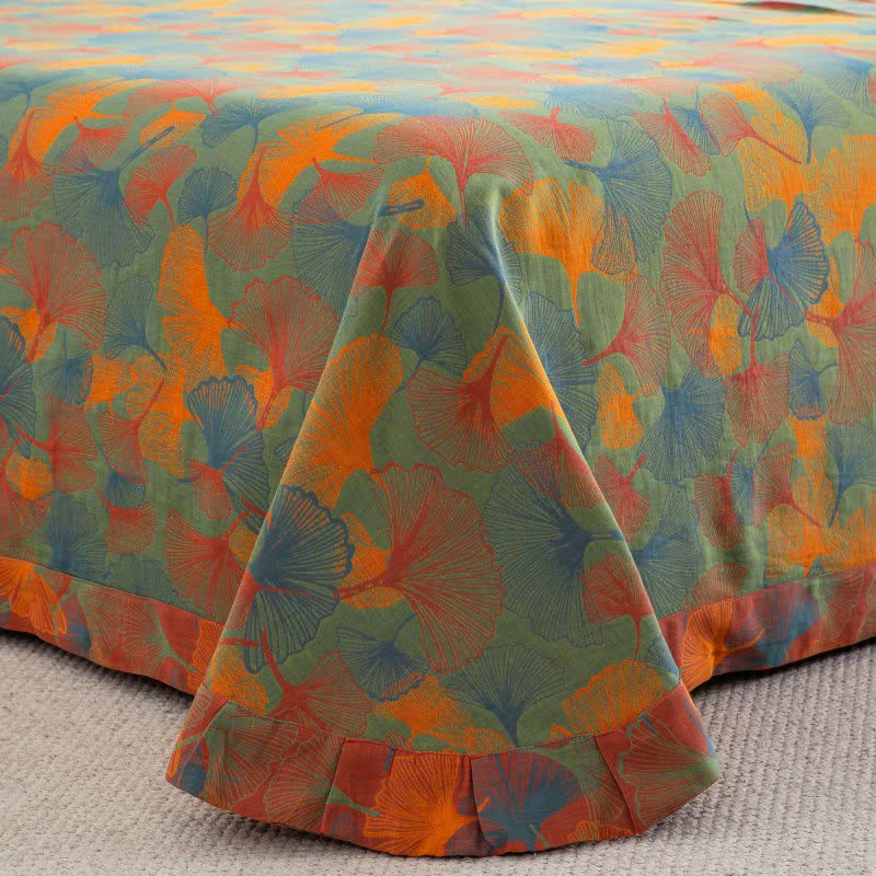 Set di biancheria da letto in garza di cotone con foglie di ginkgo artistiche (4 pezzi) - image 5