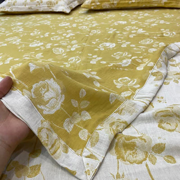 Copriletto reversibile in cotone con rose gialle - Copriletto con 2 federe - Matrimoniale Grande - image 0