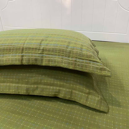 Copriletto reversibile in cotone a quadretti verdi - 2 federe - 48cm x 74cm - image 4
