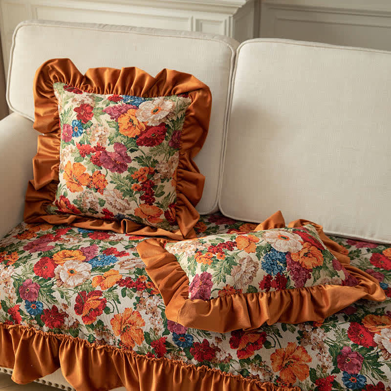Cuscino con volant in stile country floreale - image 3