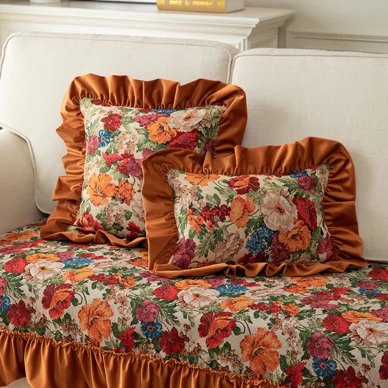 Cuscino con volant in stile country floreale - image 1