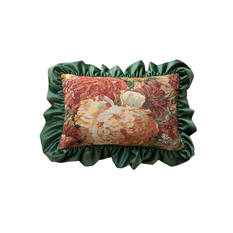 Cuscino con volant e motivo di peonie dipinto a olio - image 10