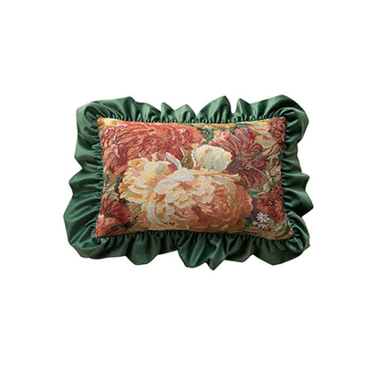 Cuscino con volant e motivo di peonie dipinto a olio - image 10