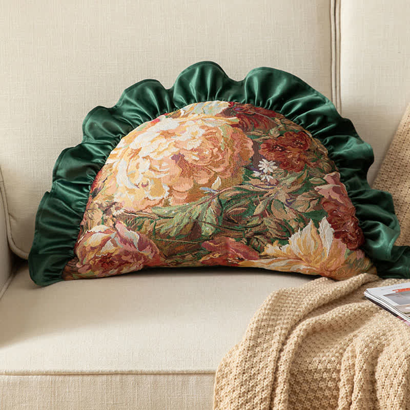 Cuscino con volant e motivo di peonie dipinto a olio - Verde - Cuscino - 65cm x 40cm - image 6