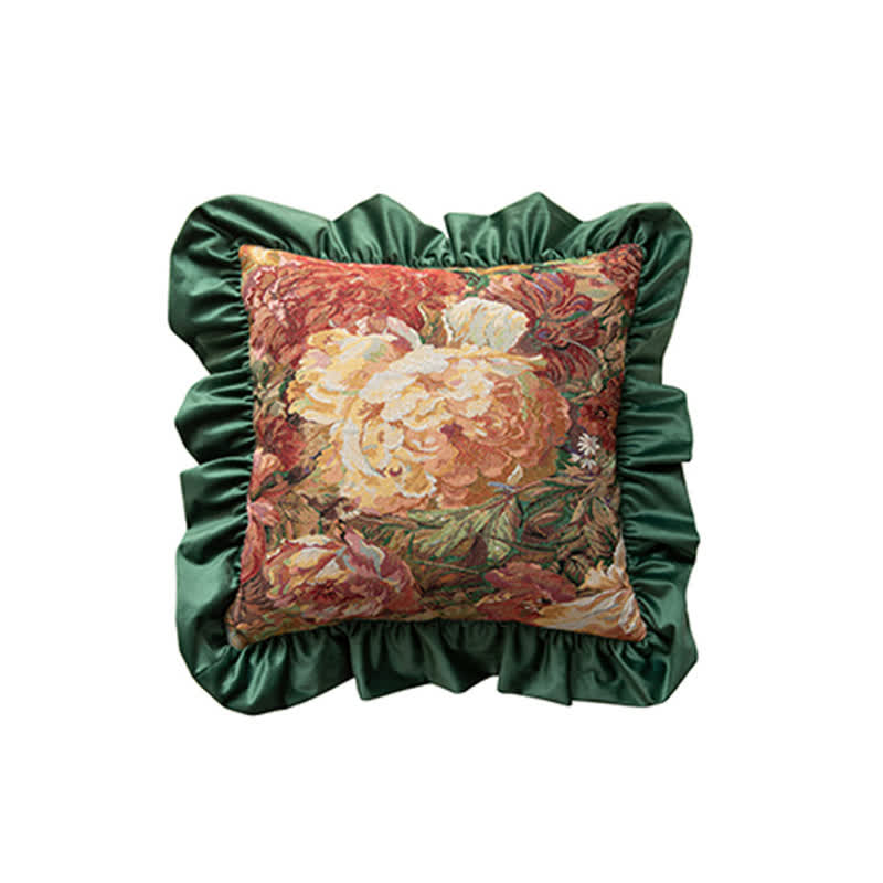 Cuscino con volant e motivo di peonie dipinto a olio - image 9