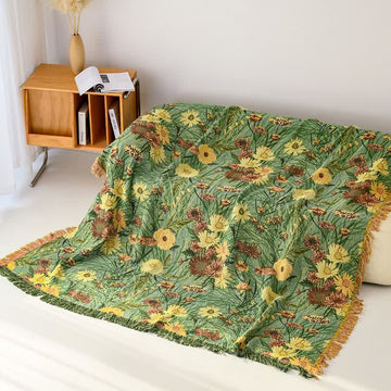 Coperta in garza di cotone con nappe Meadow Daisy - 230cm x 250cm - image 0