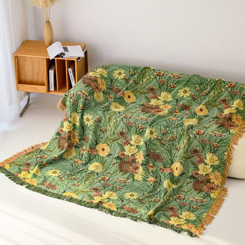 Coperta in garza di cotone con nappe Meadow Daisy - 230cm x 250cm - image 0