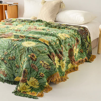 Coperta in garza di cotone con nappe Meadow Daisy - image 3