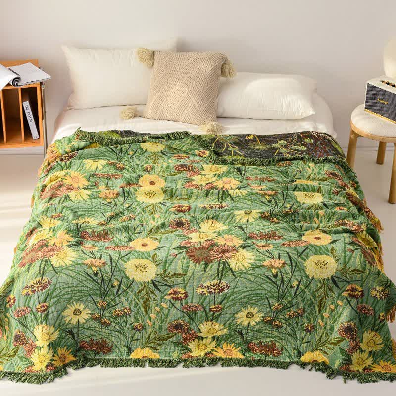 Coperta in garza di cotone con nappe Meadow Daisy - image 1