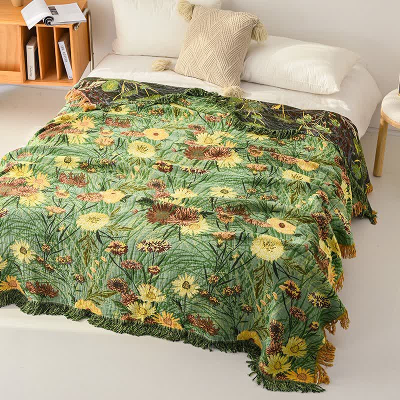 Coperta in garza di cotone con nappe Meadow Daisy - image 2