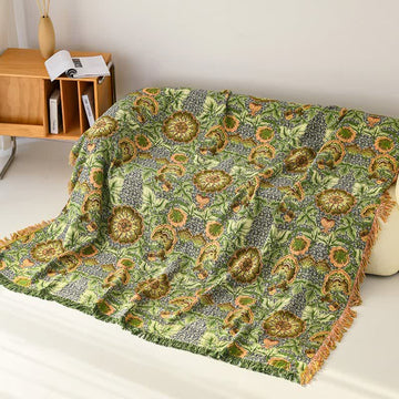 Coperta in garza di cotone con nappe e motivo floreale ispirato al giardino - 230cm x 250cm - image 0