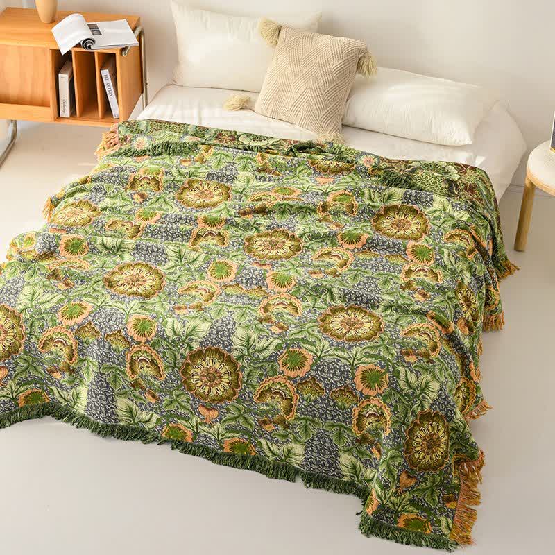 Coperta in garza di cotone con nappe e motivo floreale ispirato al giardino - image 2
