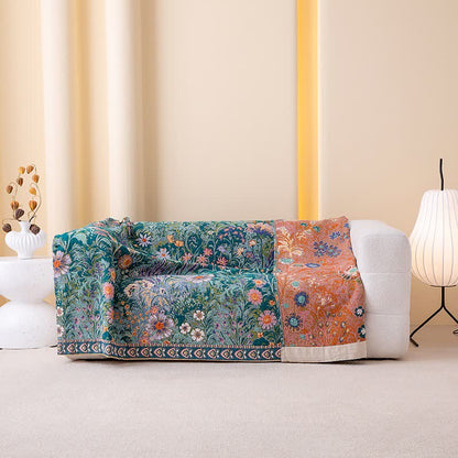 Coperta in garza di cotone con motivo floreale e foglia - 230cm x 250cm - image 0