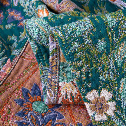 Coperta in garza di cotone con motivo floreale e foglia - image 3