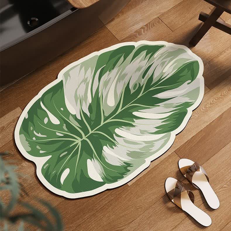 Tappetino da bagno antiscivolo a forma di foglia tropicale - Verde - 80cm x 120cm - image 0