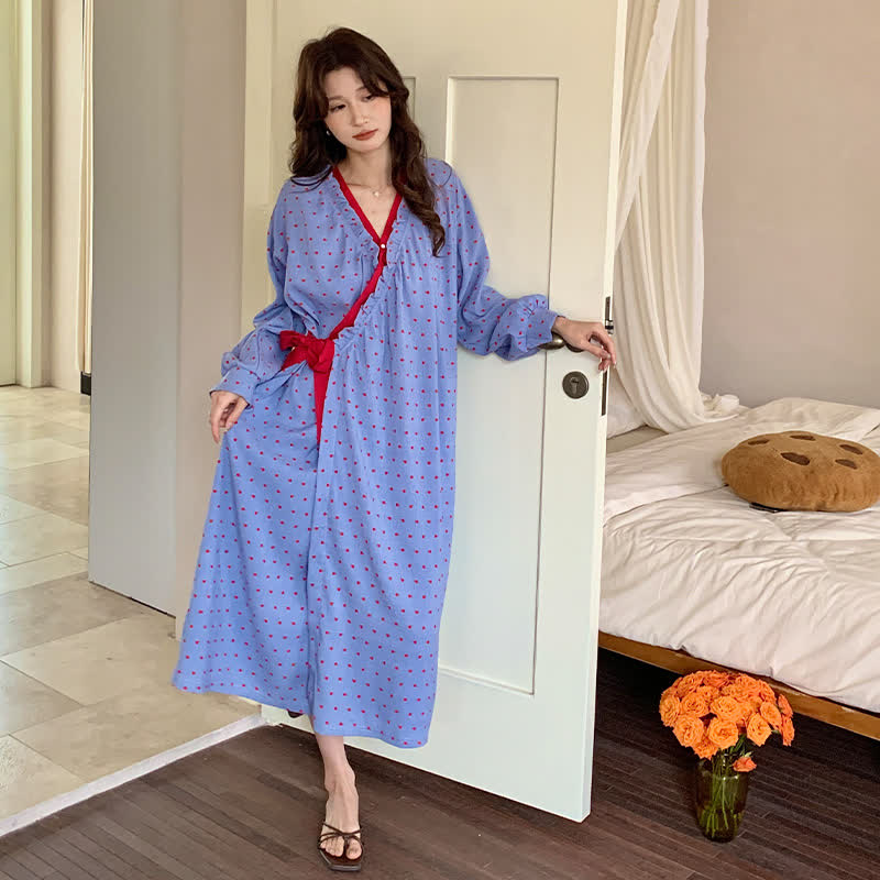 Camicia da notte in stile kimono con stampa melograno - Blu - 2XL - image 1
