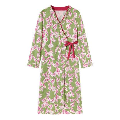 Camicia da notte con volant in stile kimono floreale artistico - image 4