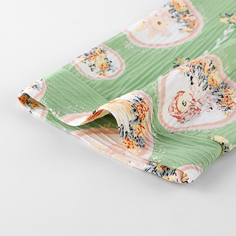 Camicia da notte con volant in stile kimono floreale con medaglione - image 2