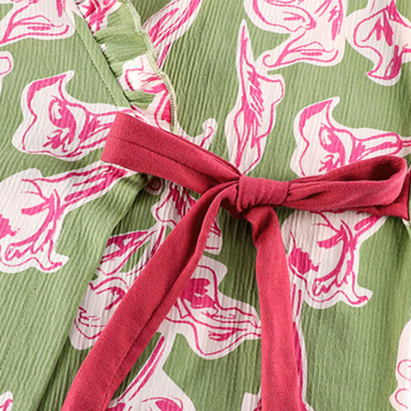 Camicia da notte con volant in stile kimono floreale artistico - image 1