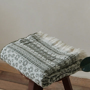Coperta in cotone con motivo a margherita - 140cm x 190cm - image 0