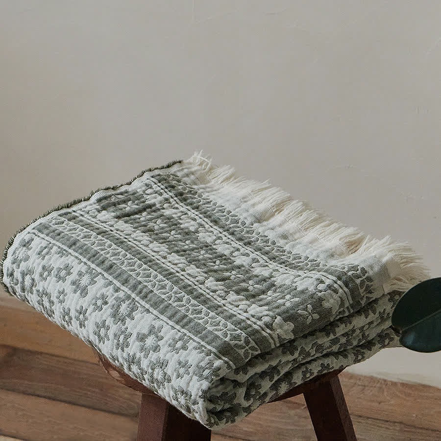 Coperta in cotone con motivo a margherita - 140cm x 190cm - image 0