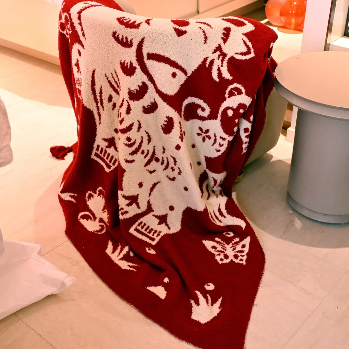 Coperta bifacciale con motivo a cavallo festivo - image 4