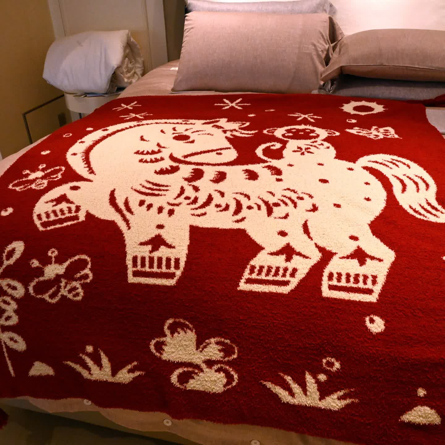 Coperta bifacciale con motivo a cavallo festivo - image 2