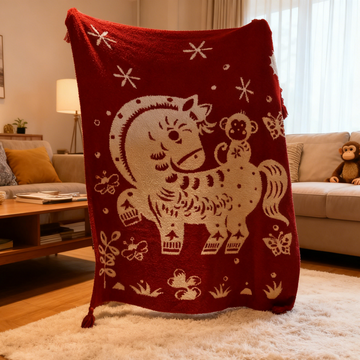 Coperta bifacciale con motivo a cavallo festivo - 150cm x200cm - image 0