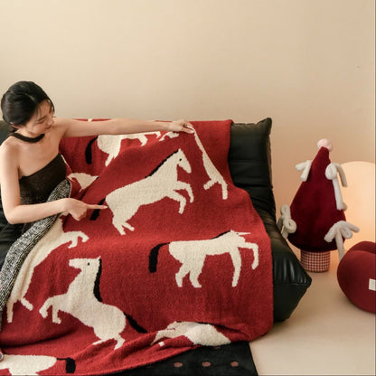 Coperta artistica con silhouette equestre - 51"L x 67"L - image 0