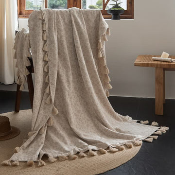 Coperta in cotone e lino jacquard Country Vine - 120cm x 170cm - image 0