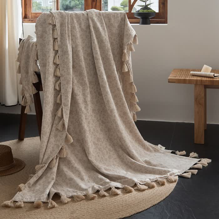 Coperta in cotone e lino jacquard Country Vine - 120cm x 170cm - image 0