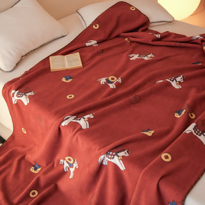 Coperta reversibile in finta lana con motivo cavallo di Troia - image 7