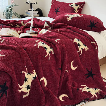 Coperta lavorata a maglia per le feste dell'anno del cavallo - 200cm x 230cm - image 0
