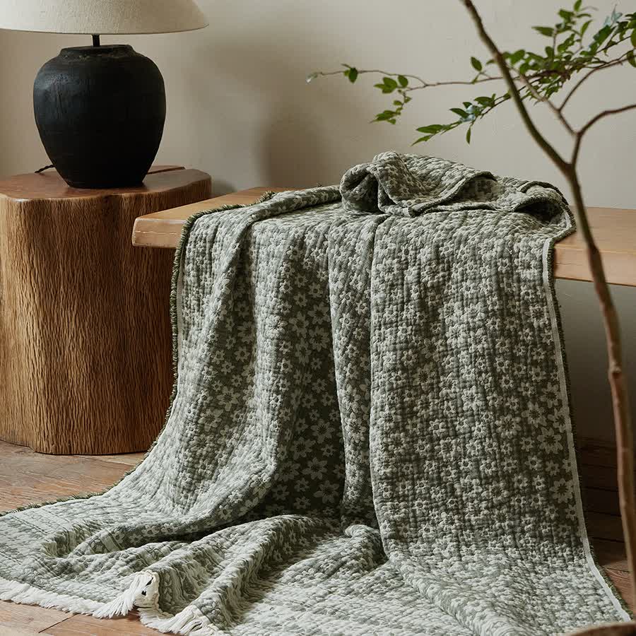 Coperta in cotone con motivo a margherita - image 1