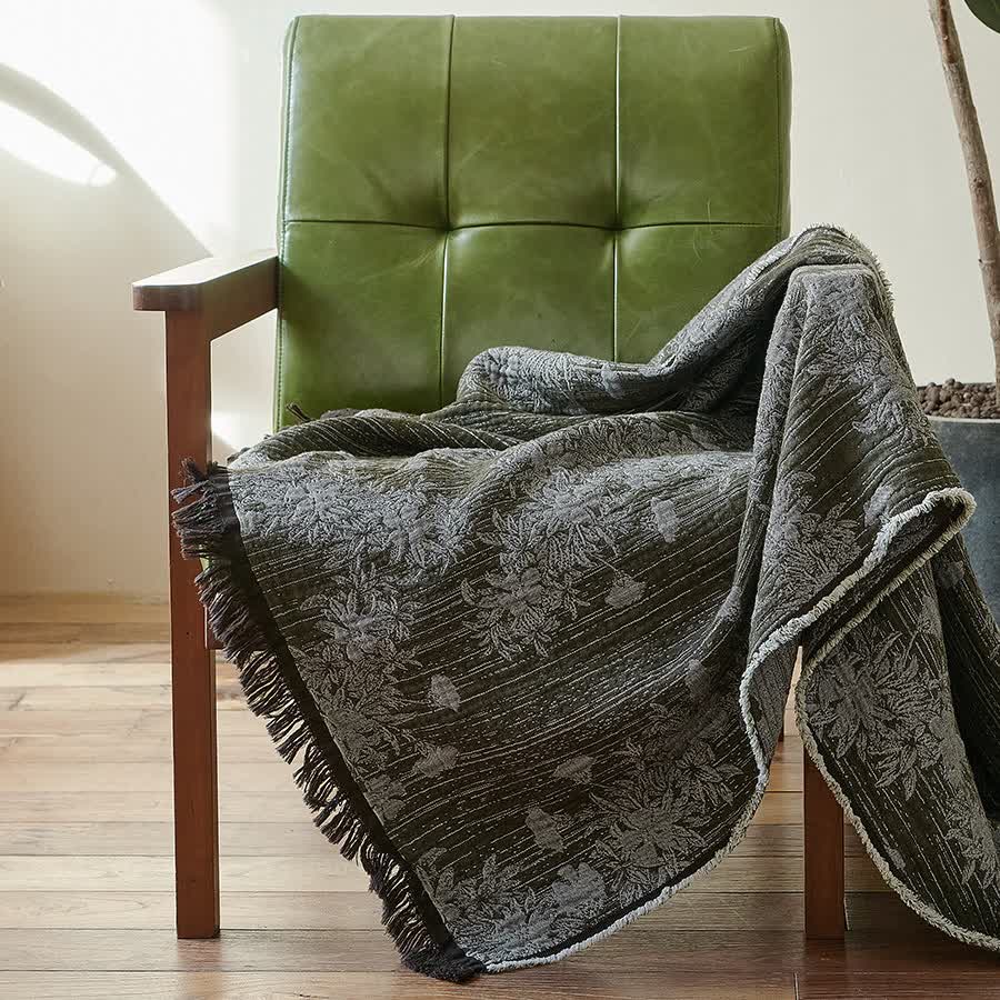 Coperta con nappe in puro cotone floreale vintage - image 1
