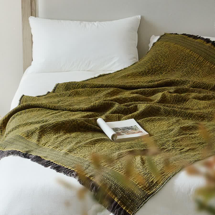 Coperta in cotone con nappe in stile retrò - image 2