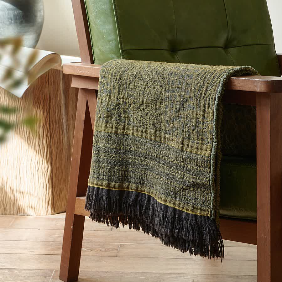 Coperta in cotone con nappe in stile retrò - image 3
