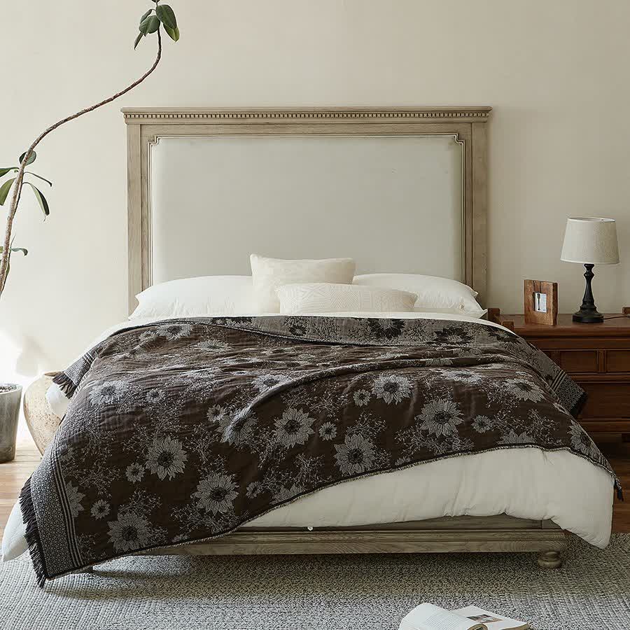 Coperta vintage con nappe in puro cotone e motivo girasole - image 3