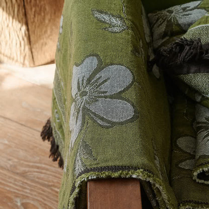 Elegante coperta floreale con nappe in puro cotone - image 6